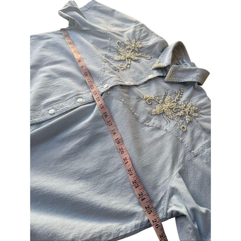 Vintage 80’s Jane Ashley light blue beaded and embroidered button-down shirt - Picture 12 of 12